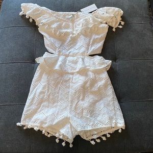 NWT Moon River Ruffle White Romper